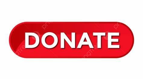 A red donate sign with white letters on it.