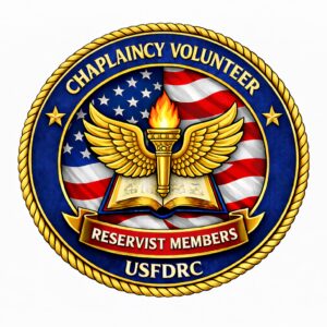 Chaplaincy volunteer emblem with torch and Bible