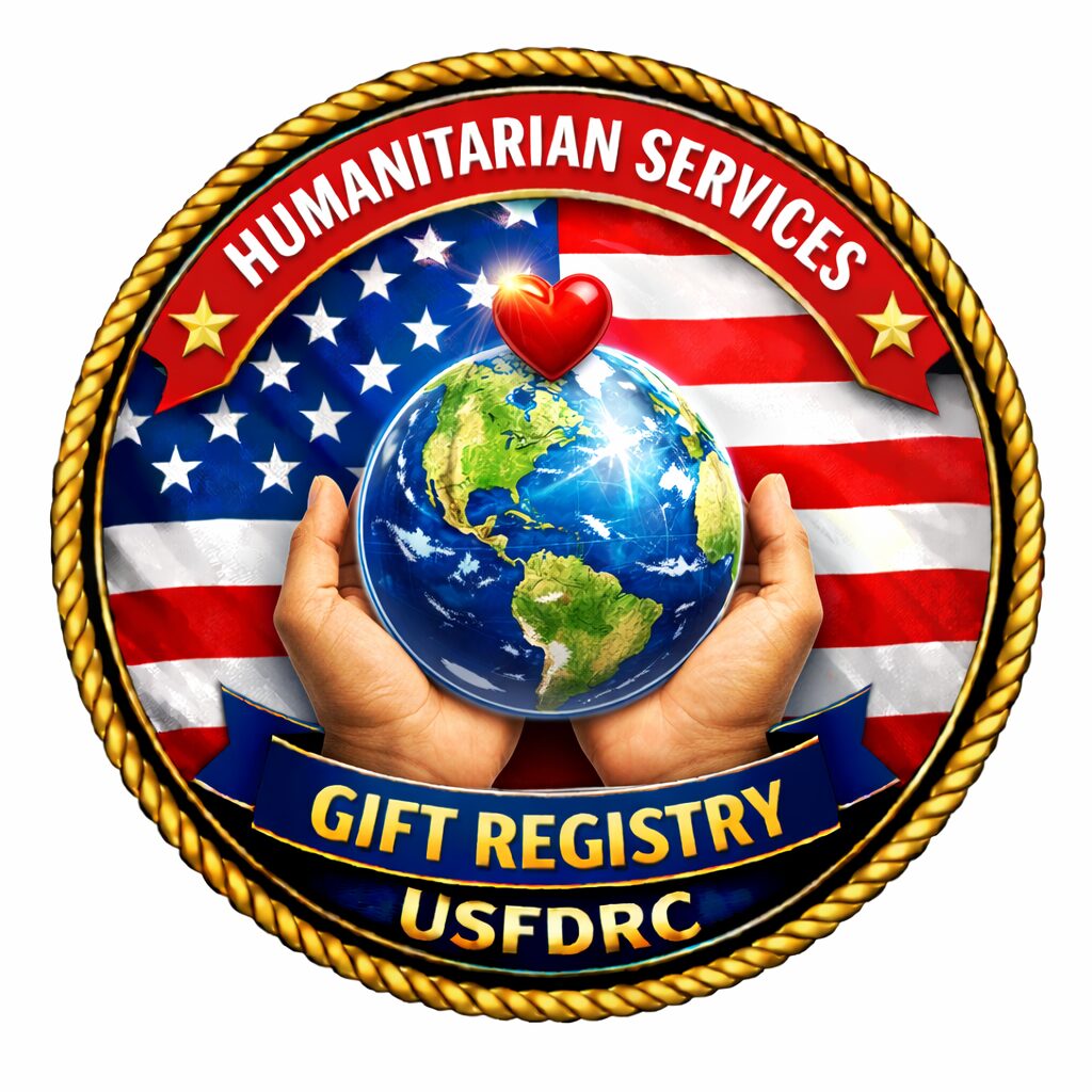 Hands holding globe with American flag