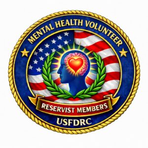 Mental health volunteer seal with brain-heart
